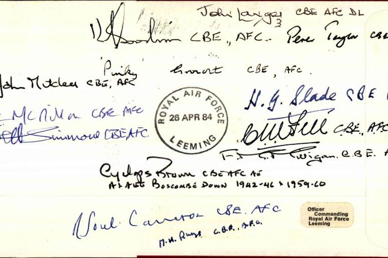 Air Force Cross. Signed B McDonald and 13 AFC holders