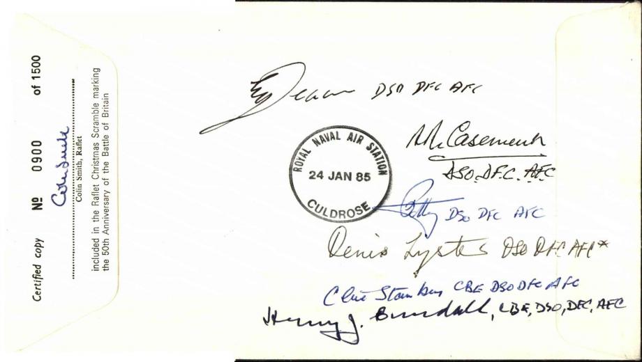 Distinguished Service Order cover signed Learoyd VC and 6 holders