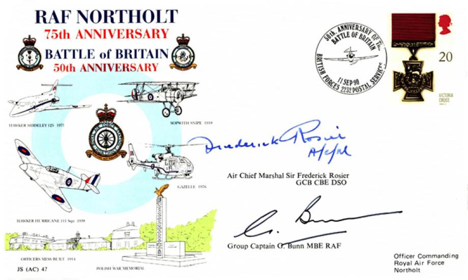 RAF Northolt 75th Anniversary cover Signed Rosier and Bunn