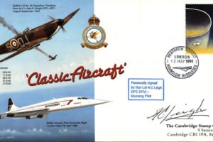 Spitfire Cover Signed A C Leigh A Mustang Pilot