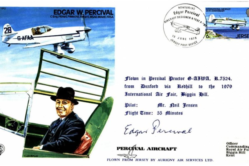 Edgar W Percival Test Pilot cover Sgd Edgar Percival