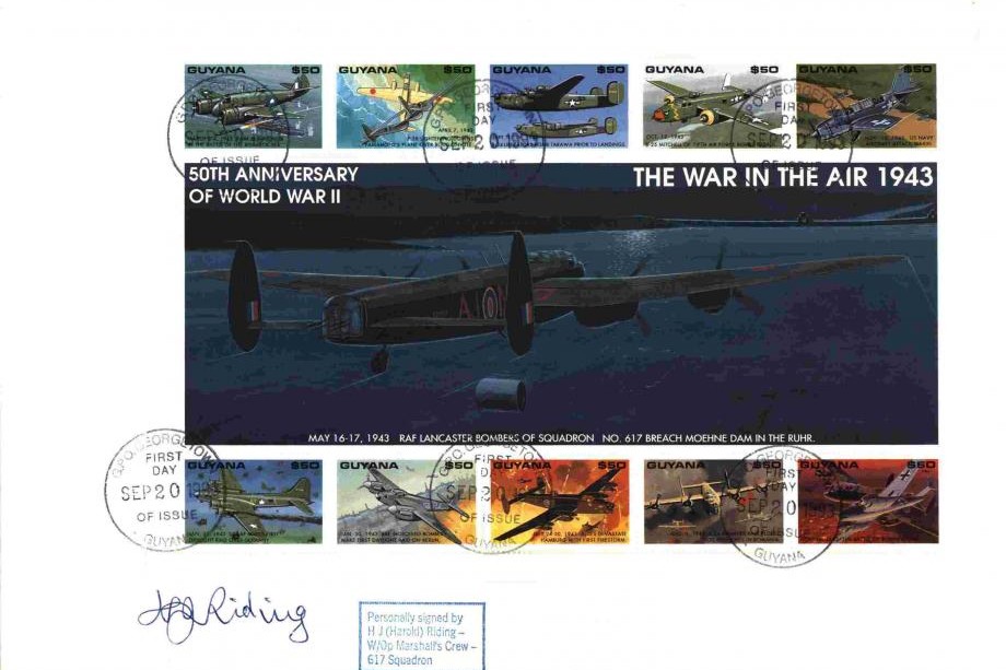 Dambusters 617 Squadron cover Signed Harold Riding 