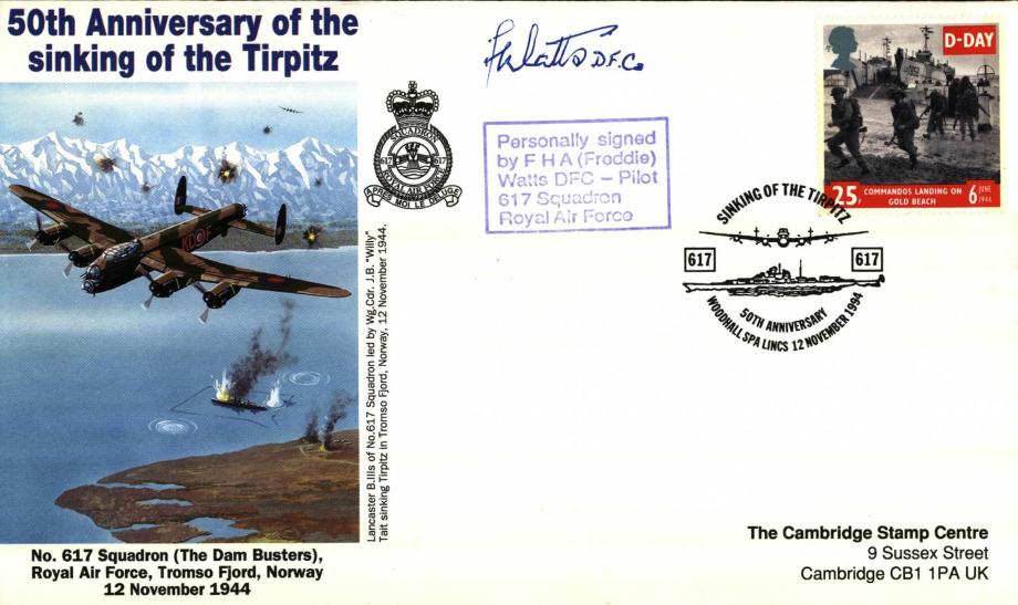 Dambusters 617 Squadron Cover Signed Freddie Watts Tirpitz