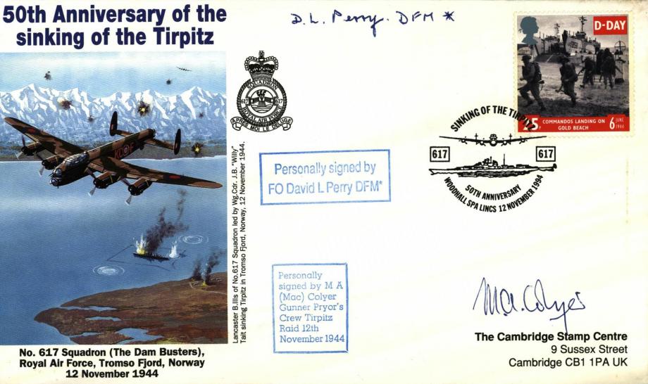 Dambusters 617 Squadron Cover Signed Perry and Collyer Tirpitz