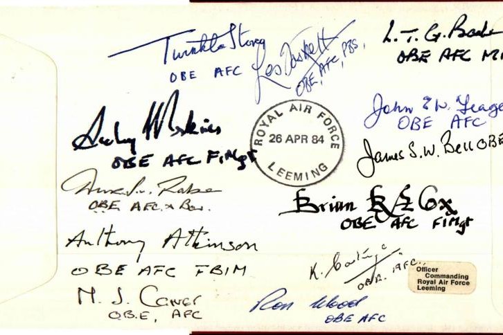 Air Force Cross. Signed B McDonald and 12 AFC holders