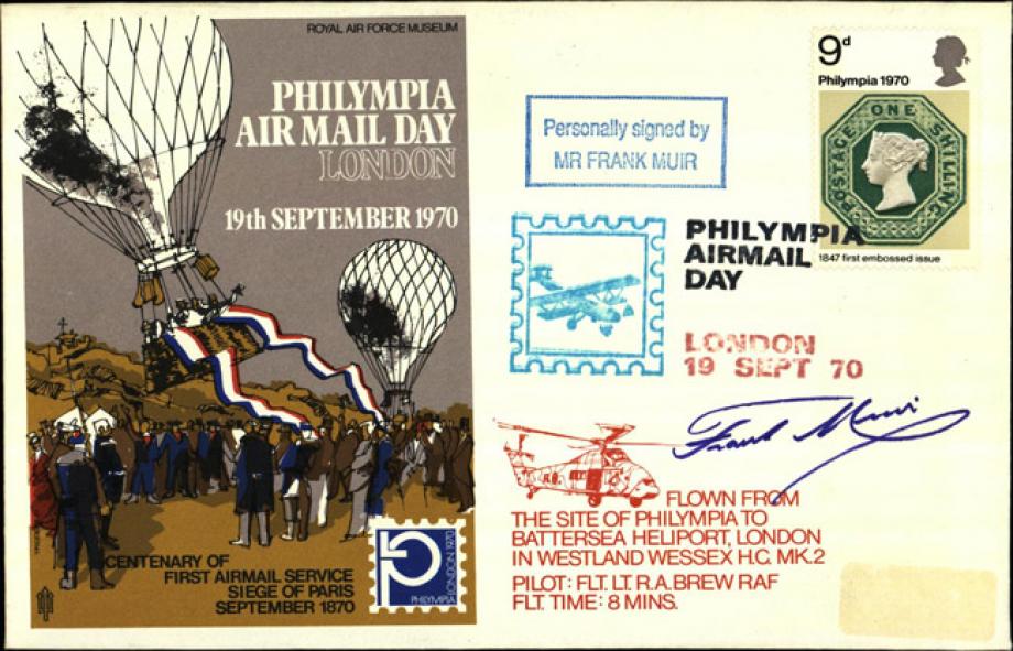 Philympia Air Mail Day cover Sgd Frank Muir
