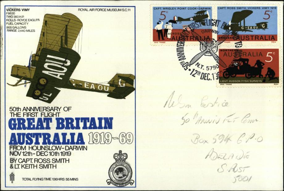 First flight from Great Britain to Australia cover
