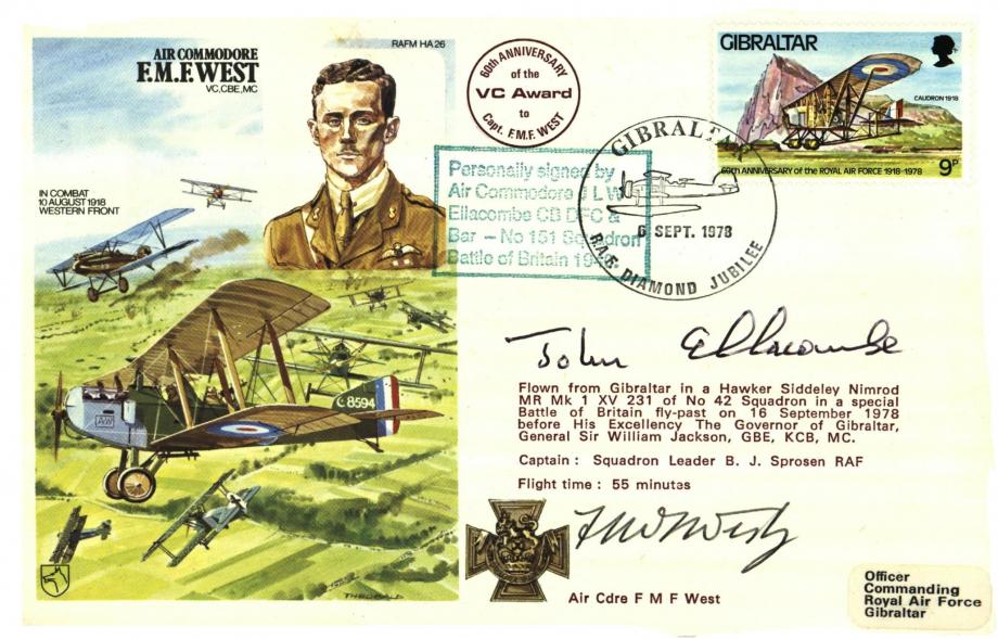 AC F.M.F West VC cover Sgd F M West and the BoB pilot of 151 Sq