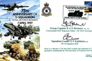 75th Ann of 11 Squadron 1997 cover Sgd by 2