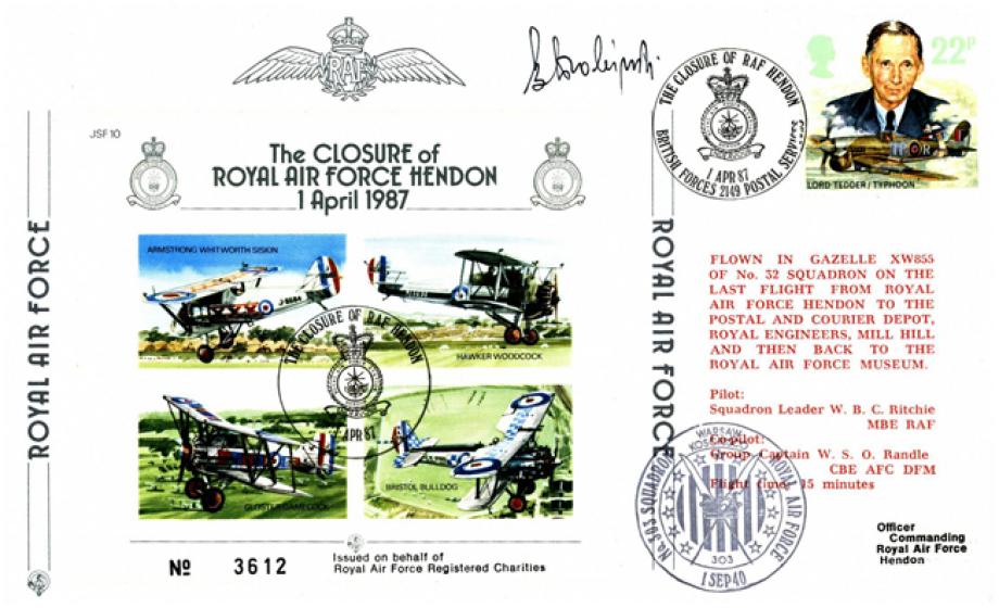 Closure of RAF Hendon cover Sgd B H Drobinski