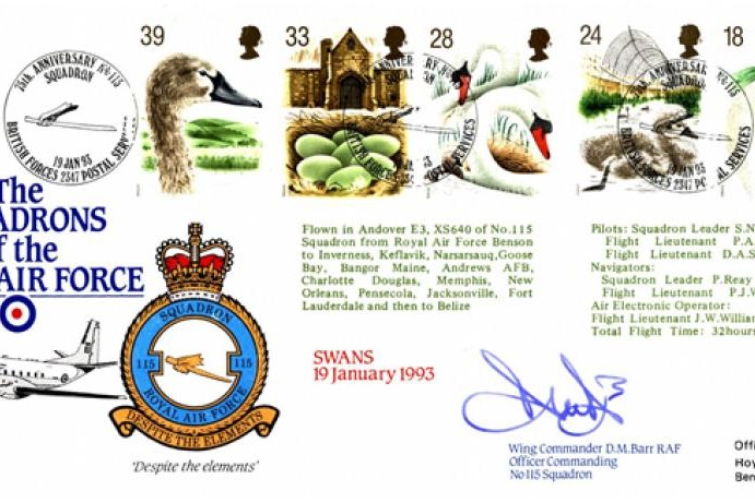 115 Squadron FDC Signed by WC D M Barr the OC of 115 Squadron