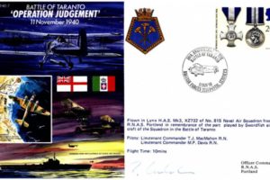 Battle of Taranto cover Pilot signed
