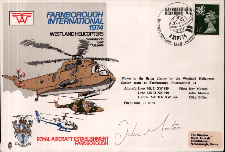Farnborough International 1974 cover Sgd pilot