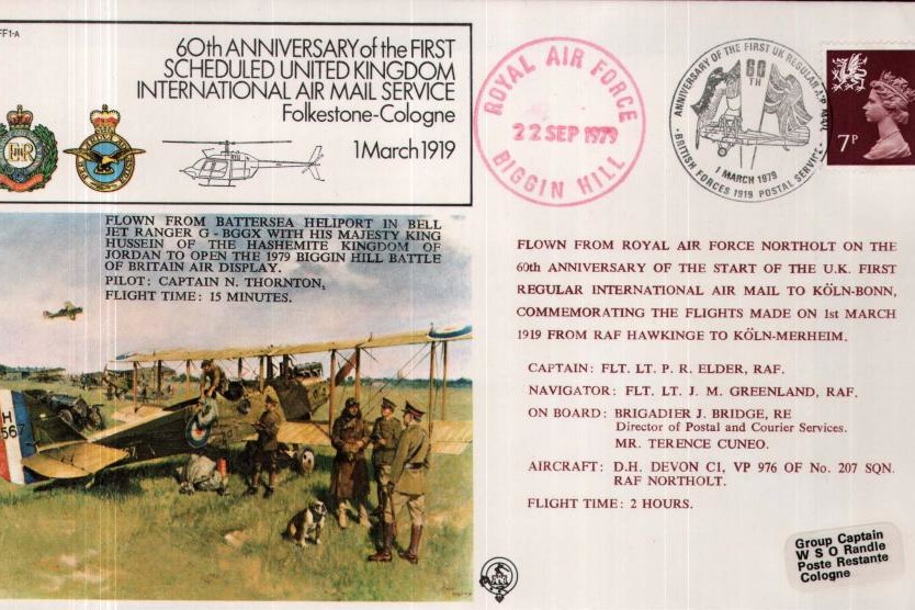First scheduled UK International Air Mail Service cover