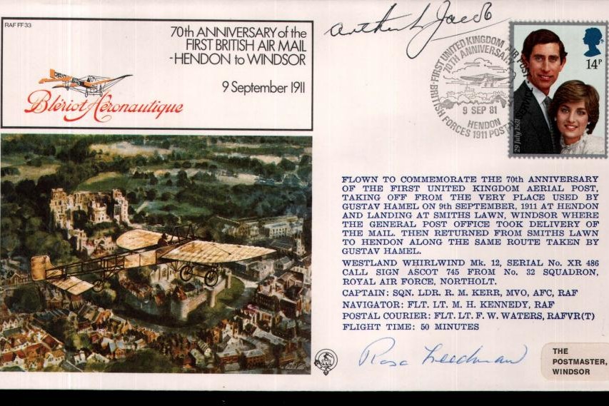 First British Air Mail cover Sgd by 2 Mayors