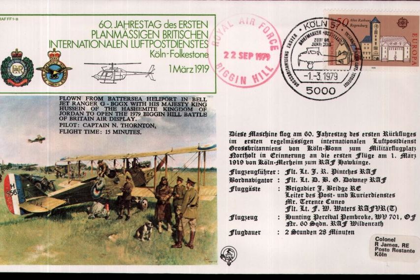 First scheduled UK International Air Mail Service cover