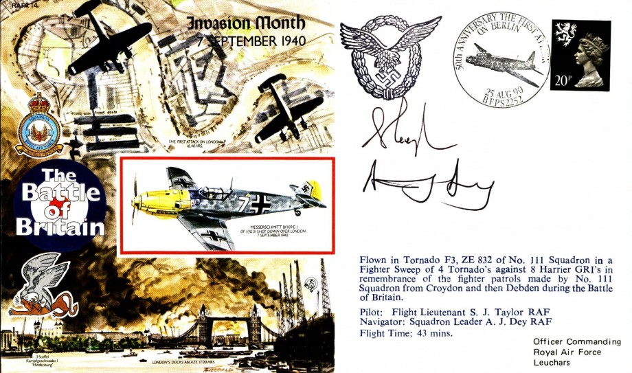 Invasion Month. 7 September 1940 cover Sgd crew