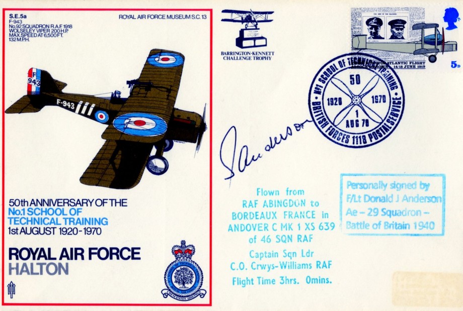 Battle of Britain cover Sgd D Anderson of 29 Sq