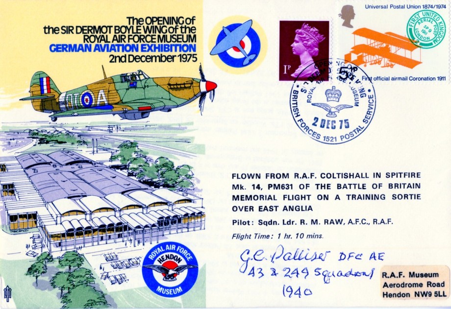 Battle of Britain cover Sgd G C C Palliser of 43 Sq a BoB pilot