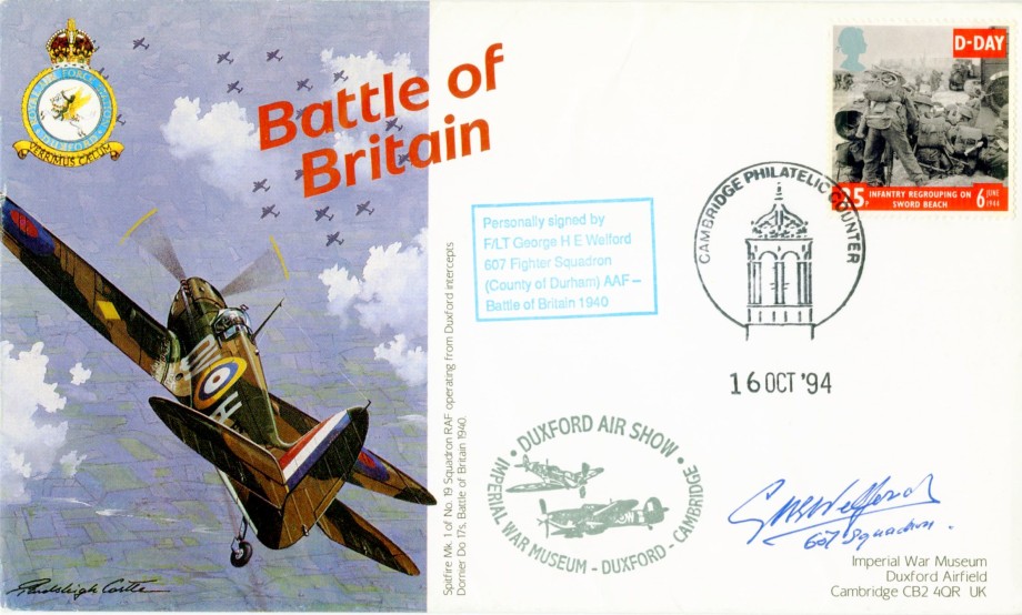 Battle of Britain cover Sgd G H E Welford a BoB pilot with 607 Sq