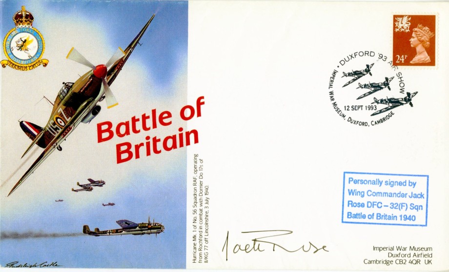 Battle of Britain cover Sgd Jack Rose a BoB pilot with 32 Sq