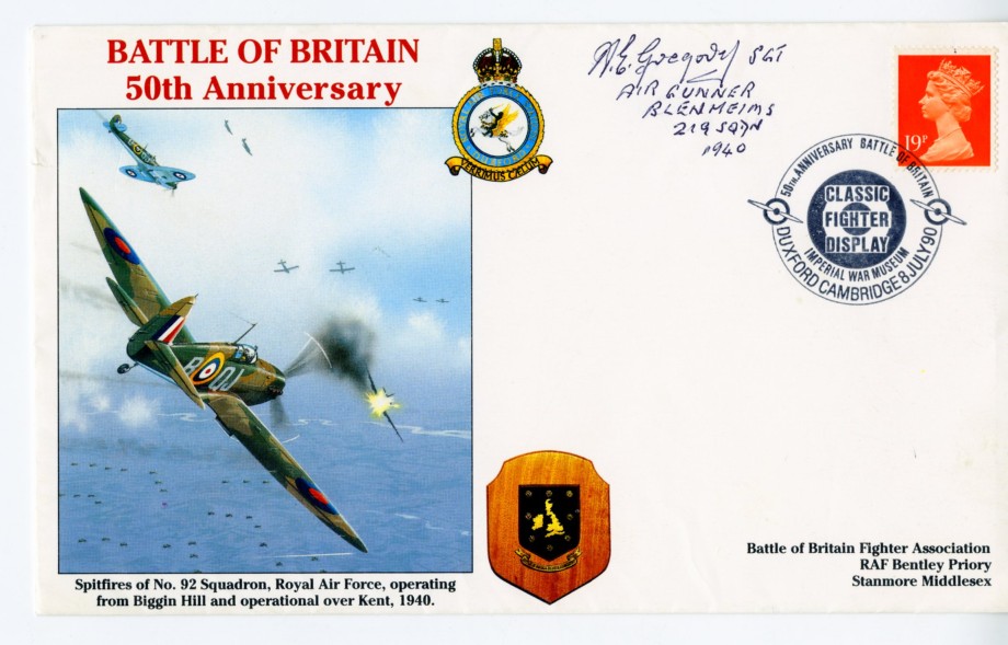 Battle of Britain 50th Anniversary Sgd A E Gregory a BoB Air Gunner