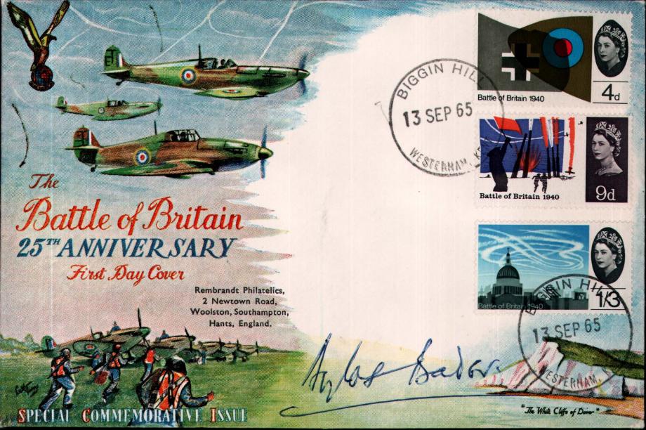 Battle of Britain 25th Anniversary Cover Signed D Bader
