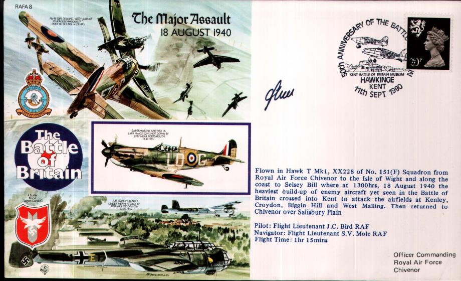 The Major Assault. 18 August 1940 cover Sgd J C Bird