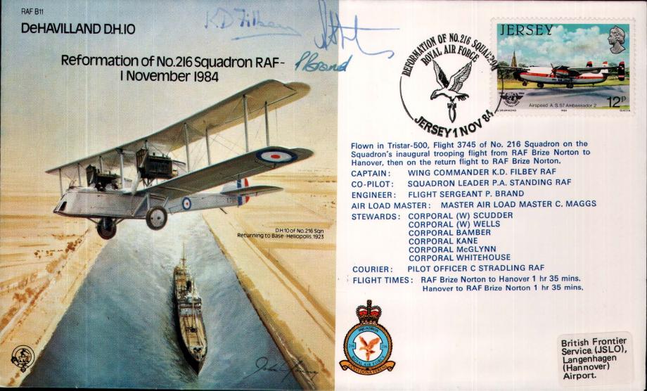 De Havilland DH10 cover Crew signed
