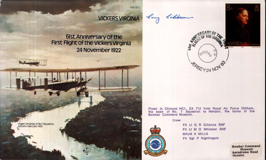 Vickers Virginia cover 61st Anniversary of first flight Signed