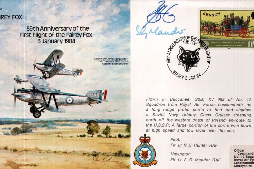 Fairey Fox 59th Anniversary of first flight cover Signed