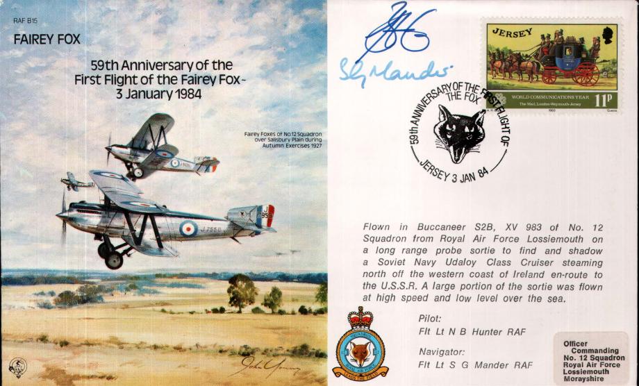 Fairey Fox 59th Anniversary of first flight cover Signed