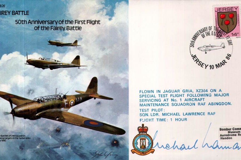 Fairey Battle cover Pilot signed Sq L M Lawrence