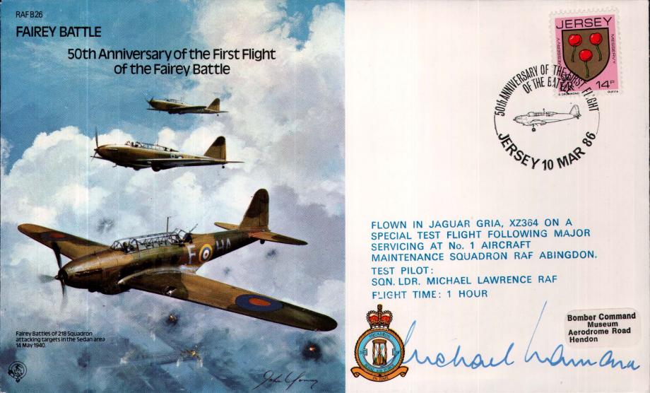 Fairey Battle cover Pilot signed Sq L M Lawrence