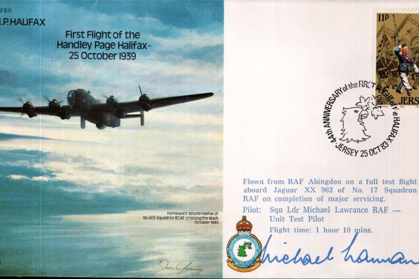 H.P Halifax cover Pilot signed Sq L M Lawrence