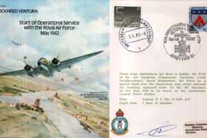Lockheed Ventura cover Signed captain F J Hes
