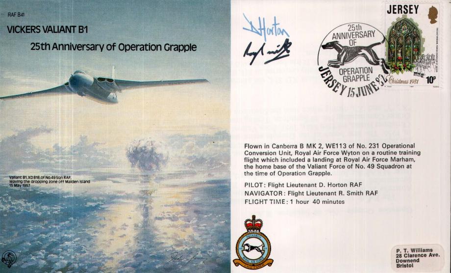Vickers Valiant B1 cover Crew signed