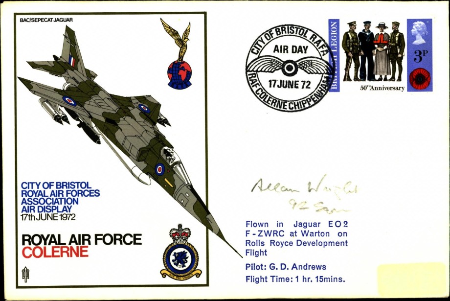 Battle of Britain cover Sgd A R Wright with 92 Sq