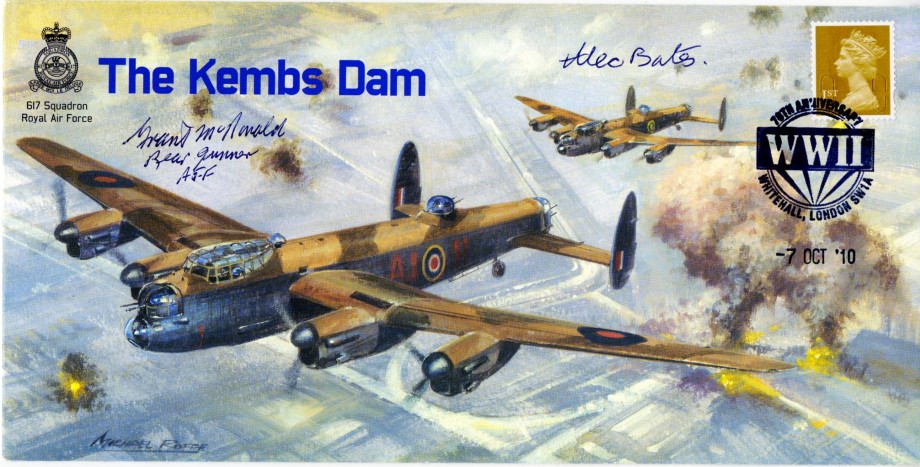 Dambusters 617 Squadron Cover Signed Bates and McDonald Kembs Dam