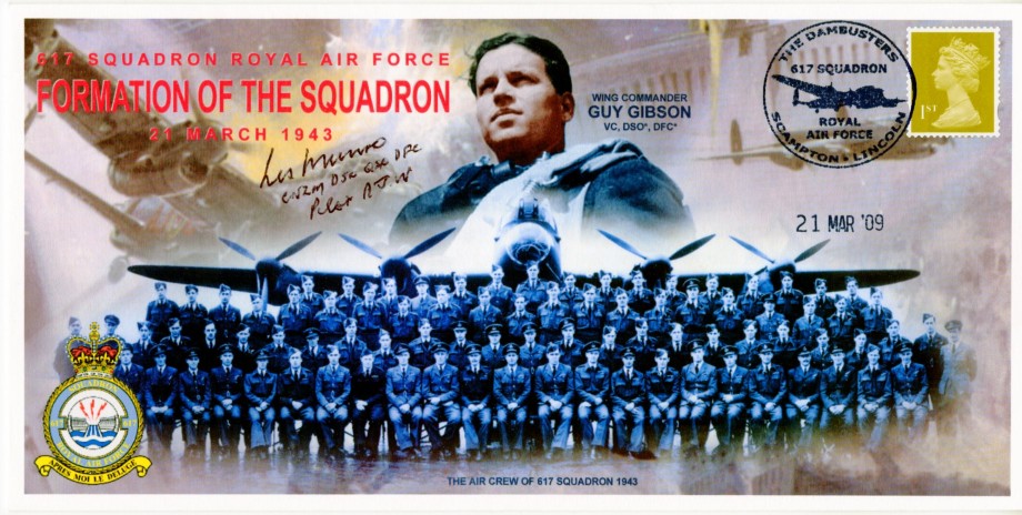 Dambusters 617 Squadron Cover Signed Les Munro Chastise