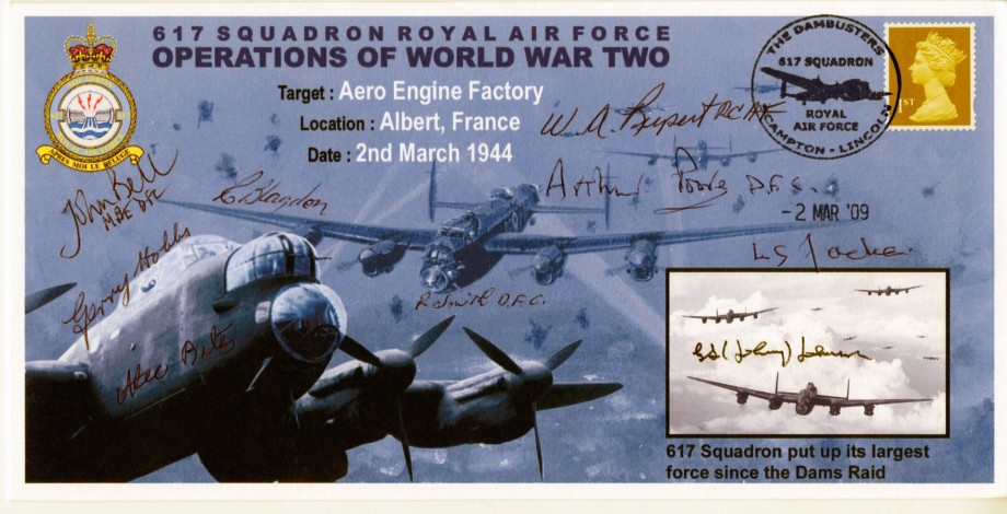 Dambusters 617 Squadron cover Signed 9 aircrew Albert France