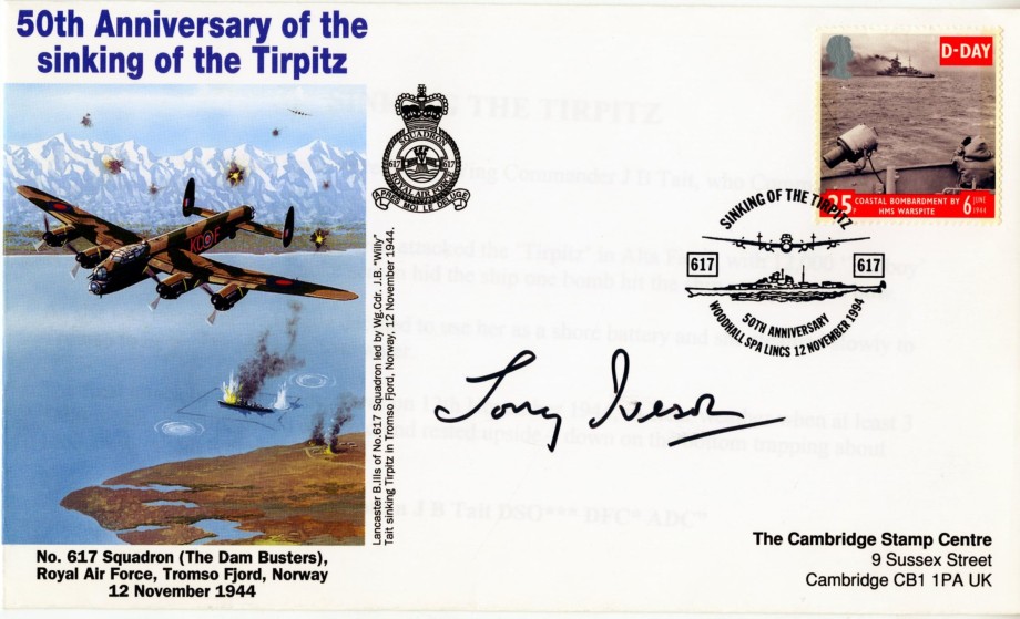 Dambusters 617 Squadron Cover Signed Tony Iveson Tirpitz