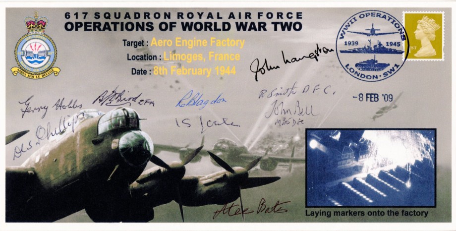 Dambusters 617 Squadron Cover Signed 9 Aircrew Limoges Raid