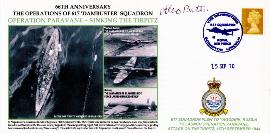 Dambusters 617 Squadron Cover Signed Alec Bates Tirpitz