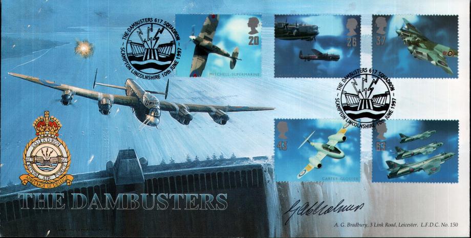 Dambusters 617 Squadron Cover Signed Gill Chalmers Who Flew On Dams Raid FDC
