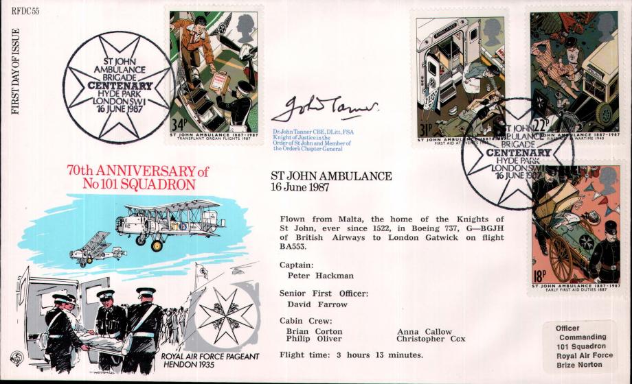 70th Anniversary of 101 Squadron FDC Signed by Dr J Tanner