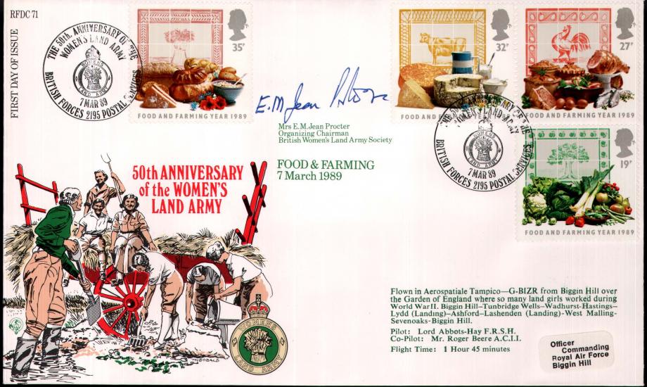 Womens Land Army FDC Signed by Mrs E M Jean Procter