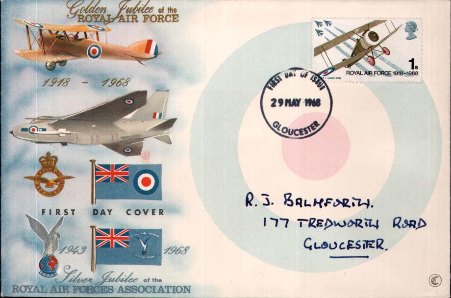 Golden Jubilee of The RAF FDC Various postmarks