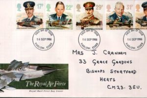 The RAF - 16th September 1986 FDI  6 Different postmarks