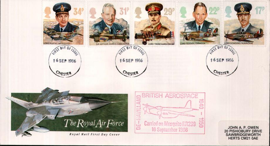 The RAF - 16th September 1986 FDC Chester postmark